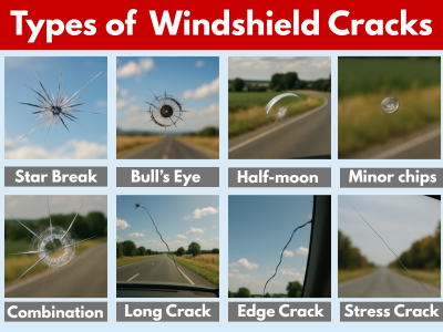 Most common windshield crack types