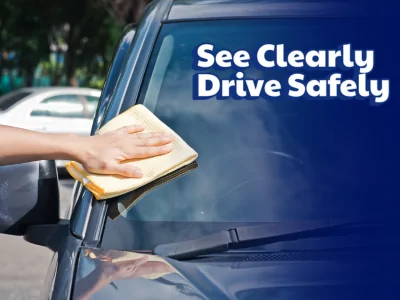 Cleaning windshield with microfiber cloth