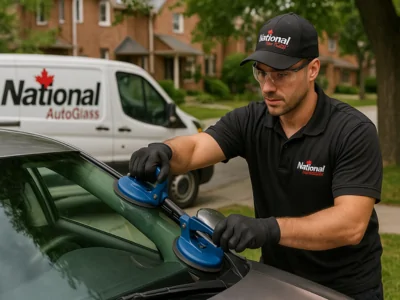 Tech performing Mobile Windshield Replacement in Toronto