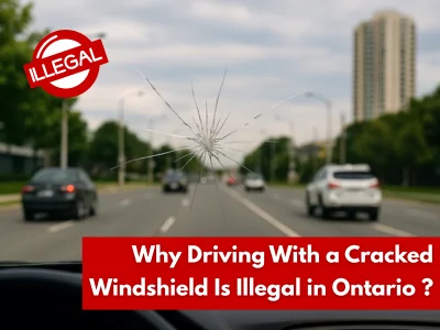 Cracked windshield on a Toronto street